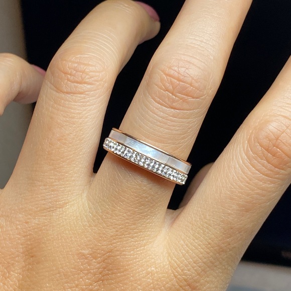 Size 7-8 Shell CZ Gold Chunky Open Ring for Women girls - Picture 3 of 7